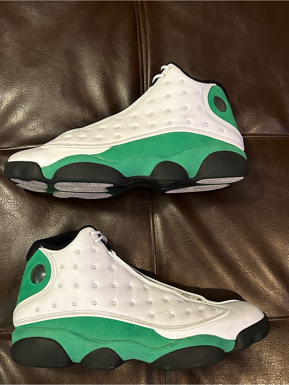 Jordan Men’s White and Green Retro Basketball Sneakers